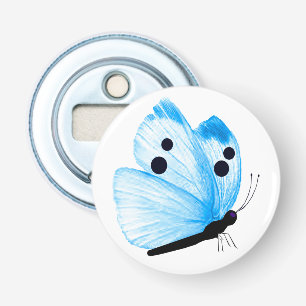 Blue Butterfly Button Bottle Opener