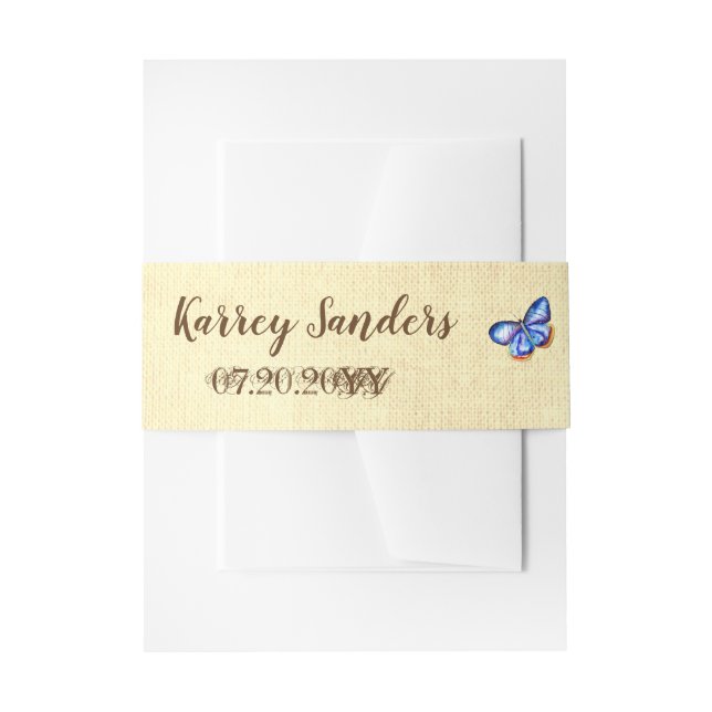 Blue Butterfly  Canvas Invitation Belly Bands Band (Front Example)
