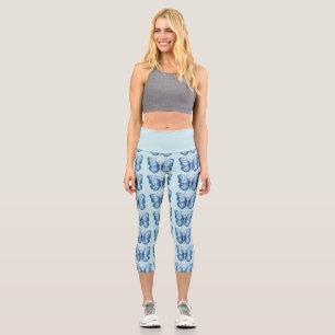 Blue Butterfly Capri Leggings