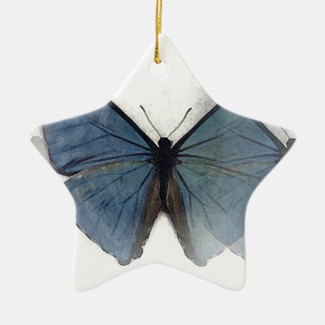 Blue Butterfly Ceramic Tree Decoration (Front)