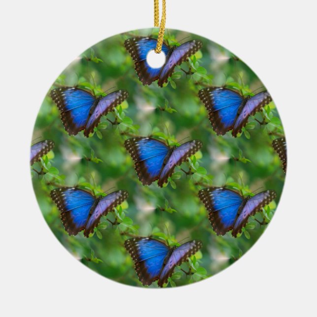 Blue Butterfly Ceramic Tree Decoration (Front)