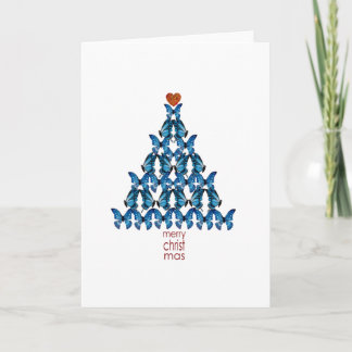 Blue Butterfly Christmas Tree Holiday Card