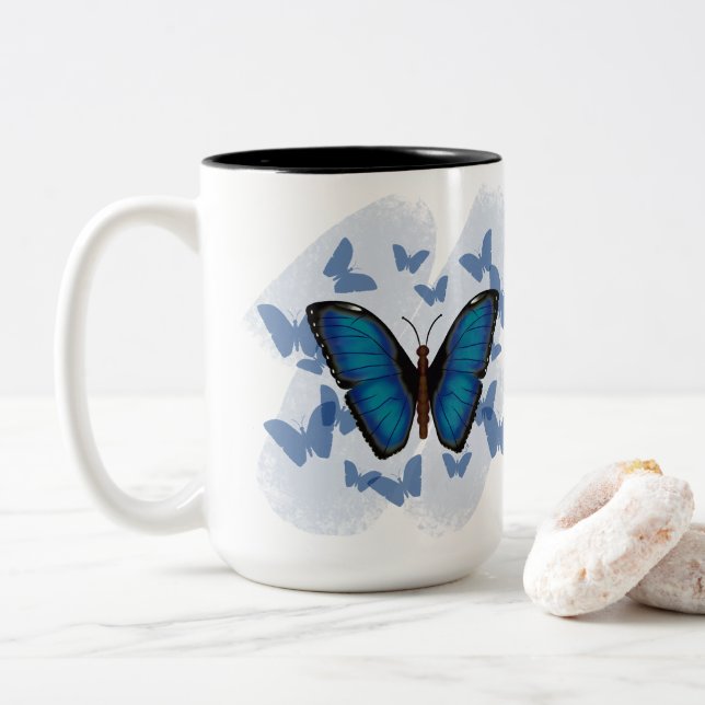 Blue Butterfly - Coffee Mug (With Donut)