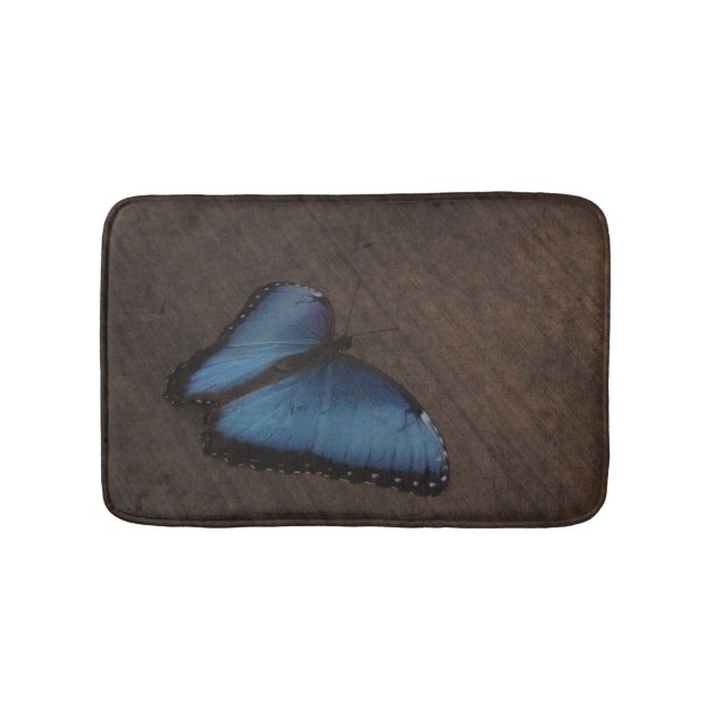 Blue Butterfly Custom Bath Mat (Front)