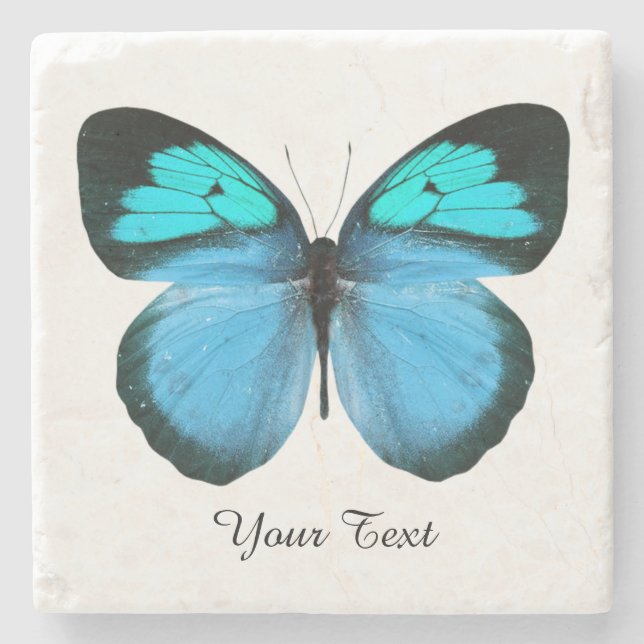 Blue Butterfly Custom Stone Coaster (Front)