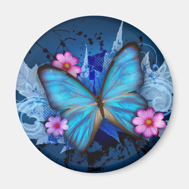 Blue butterfly design magnet (Front)