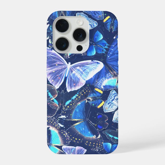Blue Butterfly Dreamy Nature Aesthetic Celestial  iPhone Case (Back)