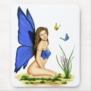"Blue Butterfly Fairy" Mousepad