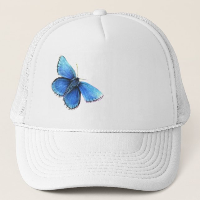 Blue butterfly fine art hat (Front)