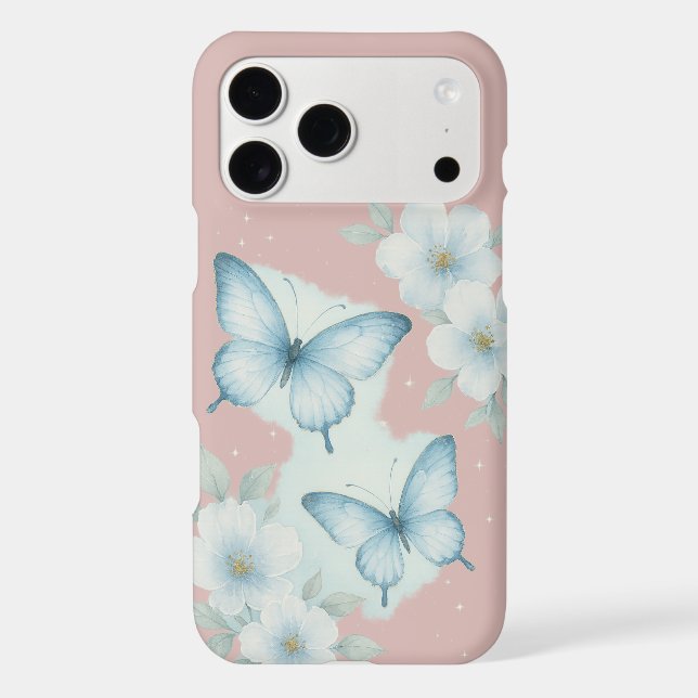 Blue Butterfly Floral Aesthetic Pattern (Back)