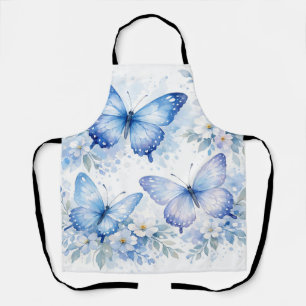 Blue Butterfly Floral Arrangement Apron