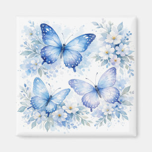 Blue Butterfly Floral Arrangement Magnet