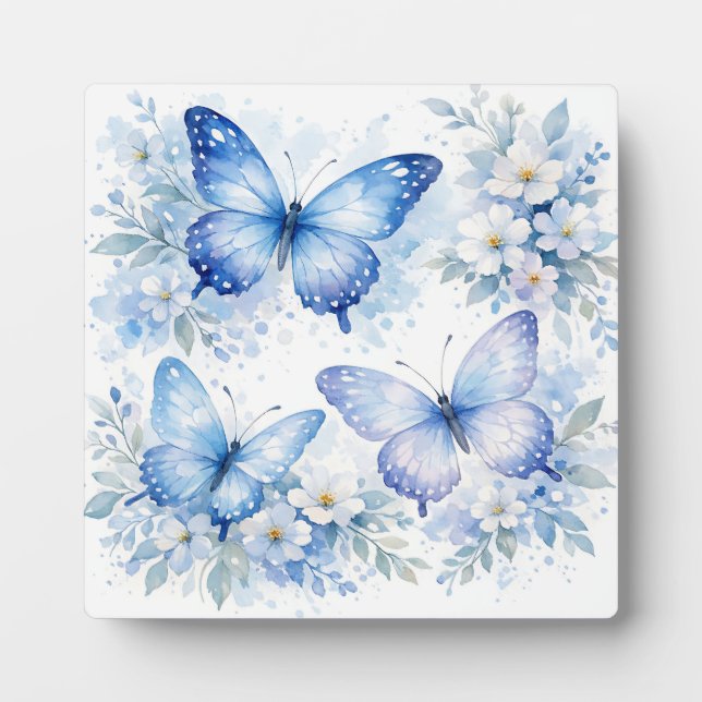 Blue Butterfly Floral Arrangement Plaque (Front)