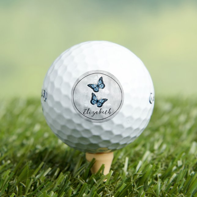 Blue Butterfly Floral Golf Balls (Insitu Tee)