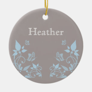Blue Butterfly Floral Ornament