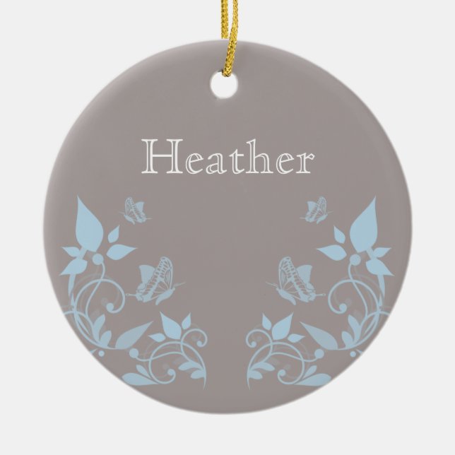 Blue Butterfly Floral Ornament (Front)