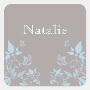 Blue Butterfly Floral Stickers