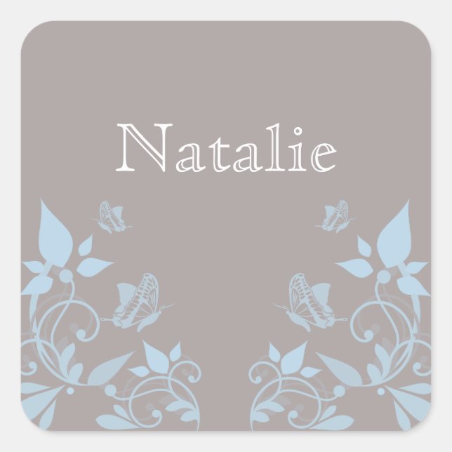 Blue Butterfly Floral Stickers (Front)