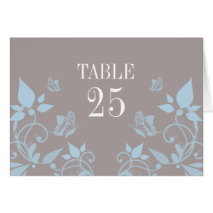 Blue Butterfly Floral Table Number Card