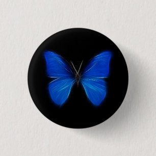 Blue Butterfly Flying Insect 3 Cm Round Badge