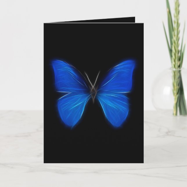 Blue Butterfly Flying Insect Card (Front)