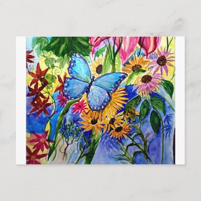 Blue Butterfly Garden Postcard (Front)