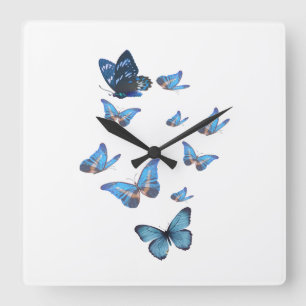 Blue Butterfly Garden Wall Clock – Elegant Nature 