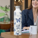 Blue Butterfly Gift For Mother And Friend Custom Water Bottle<br><div class="desc">This water bottle features lovely blue butterflies with names on it. Perfect Gift idea for Bridesmaid,  Maid Of Honour,  and holiday gift ideas. add your name and make it yours.</div>