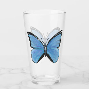 Blue Butterfly Glass Tumbler