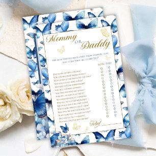 Blue Butterfly Gold Accent Mummy or Daddy Game