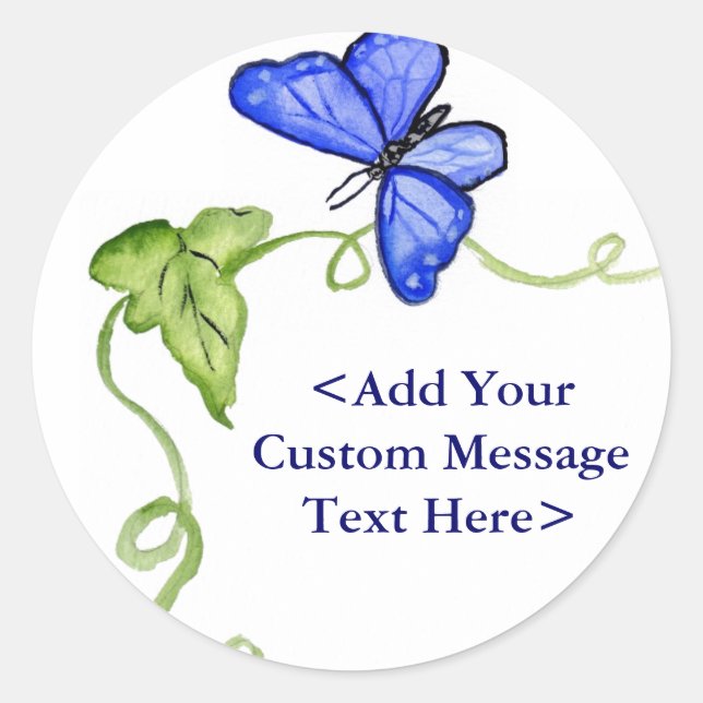 Blue Butterfly & Green Vine Label Stickers (Front)