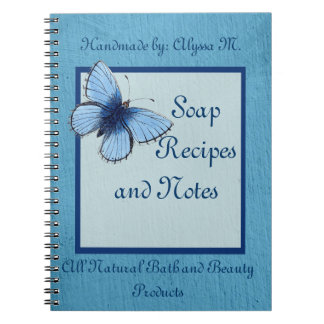 Blue Butterfly Handmade Soap Spiral Notebook