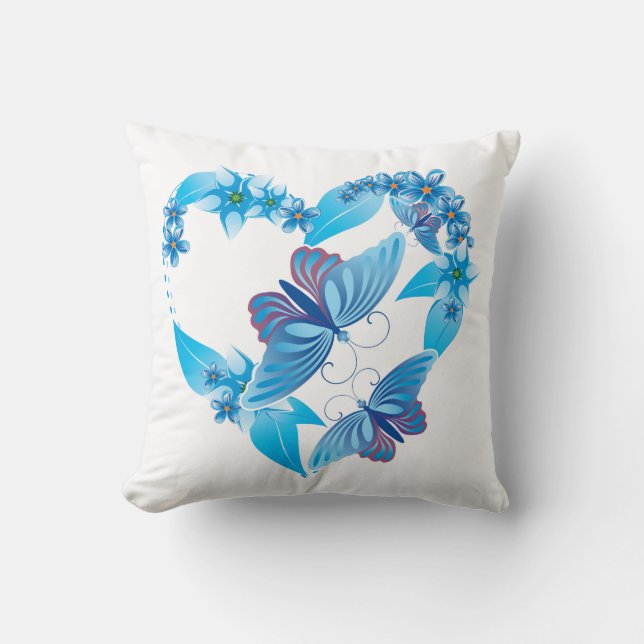 Blue Butterfly Heart American MoJo Cushion (Front)