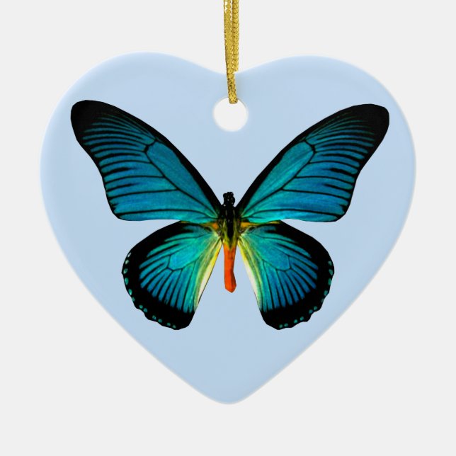 Blue Butterfly Heart Ornament (Front)