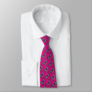 Blue Butterfly (hot pink background) Tie
