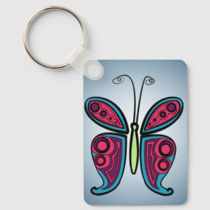 Blue butterfly illustration key ring