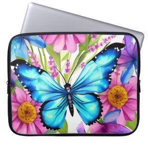 Blue Butterfly In a Field of Flowers Laptop Sleeve