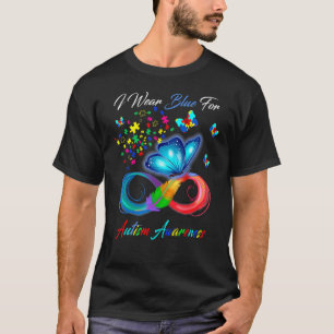 Blue Butterfly Infinity Ribbon We Wear Blue Autism T-Shirt