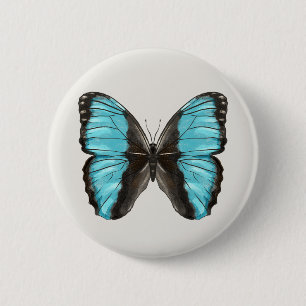 Blue Butterfly Insect Art Nature Lover 6 Cm Round Badge