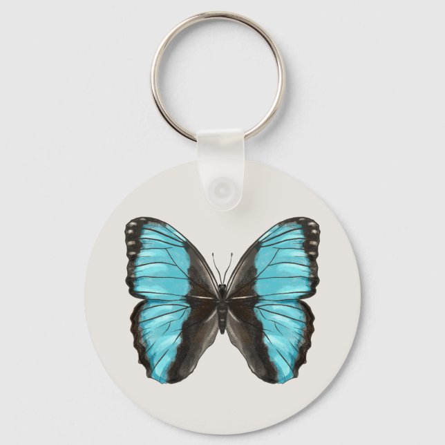 Blue Butterfly Insect Art Nature Lover Key Ring (Front)