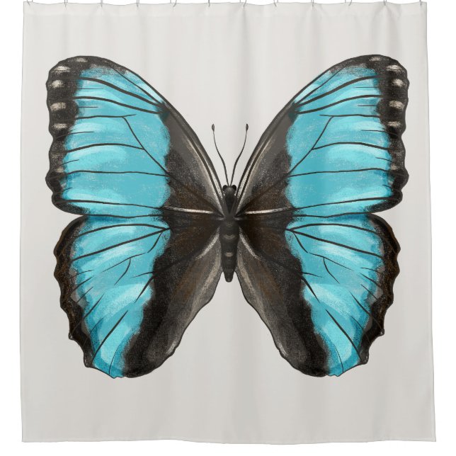 Blue Butterfly Insect Art Nature Lover Shower Curtain (Front)
