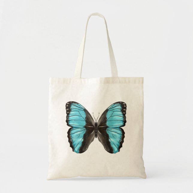Blue Butterfly Insect Art Tote Bag (Front)