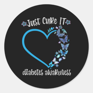 Blue Butterfly Just Cure It November Diabetes Awar Classic Round Sticker