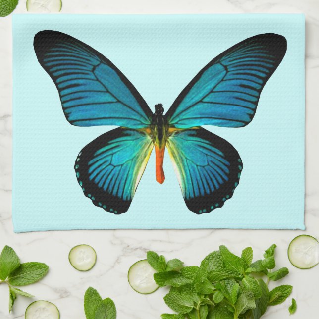 Blue Butterfly Kitchen Towel (Folded)