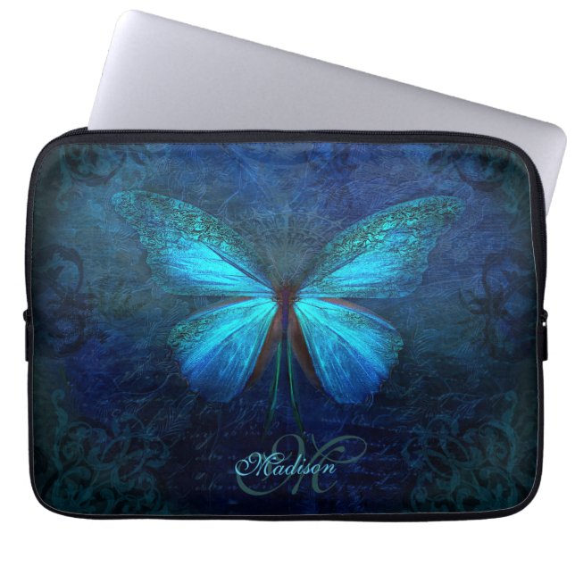 Blue Butterfly Laptop Sleeve (Front)