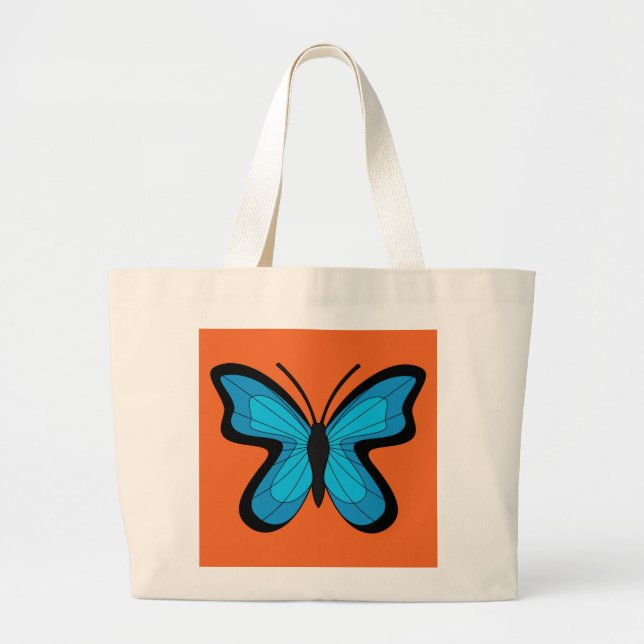 Blue Butterfly Large Tote Bag (Front)