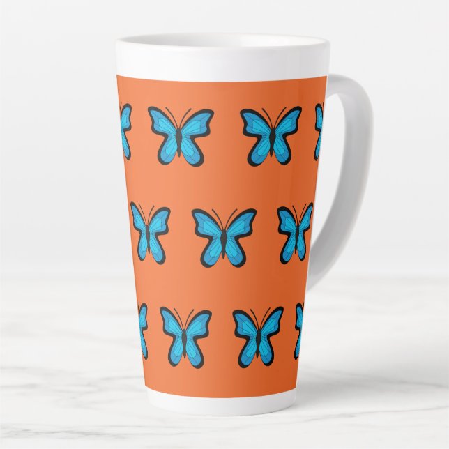 Blue Butterfly Latte Mug (Right Angle)