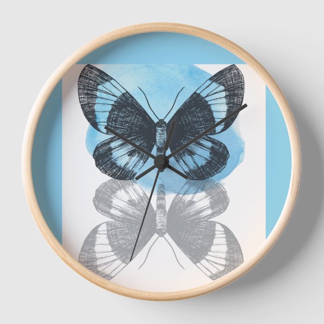 Blue butterfly magic. clock (Front)