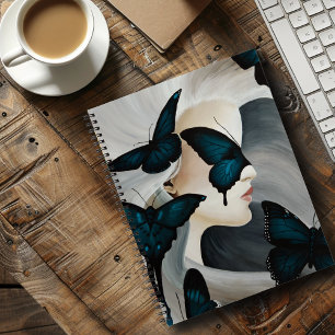 Blue Butterfly Masquerade Elegant Fantasy Notebook