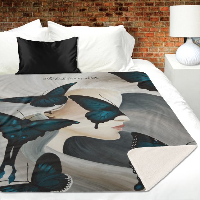 Blue Butterfly Masquerade Sherpa Blanket (Creator Uploaded)